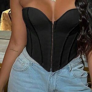 ❌SOLD❌BUNDLED Black Strapless Corset Top
